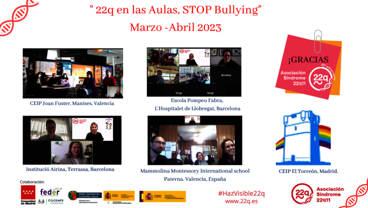 22q en las Aulas STOP Bullying en Marzo y Abril 2023