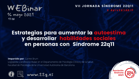 Webinar: Estrategias para aumentar la autoestima y desarrollar habilidades sociales en personas con Síndrome 22q11